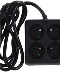 Multi-prises carré avec corde noir 1,5 m