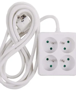 Multi-prises carré avec corde blanc 3 m