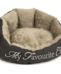 Panier chat 'My favourite cat' gris 55x45x28 cm