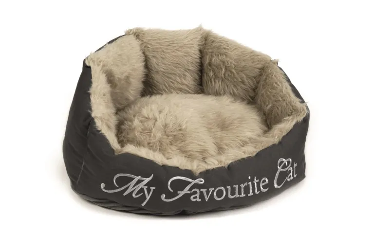 Panier chat 'My favourite cat' gris 55x45x28 cm