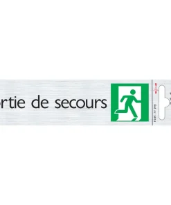 Pictogramme en aluminium sortie secours 16,5 x 4,4 cm
