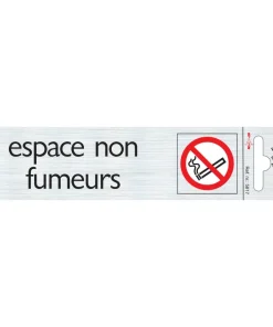 Pictogramme en aluminium espace non fumeurs 16,5 x 4,4 cm