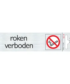 Pictogramme en aluminium roken verboden 6,5 x 4,4 cm