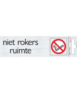 Pictogramme en aluminium niet rokers ruimte 6,5 x 4,4 cm