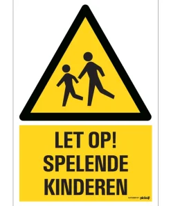 Pictogramme let op spelende kinderen 23 x 33 cm