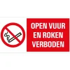 Pictogramme open vuur en roken verboden 15 x 30 cm