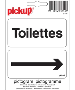Pictogramme toilettes avec flèche 10 x 10 cm