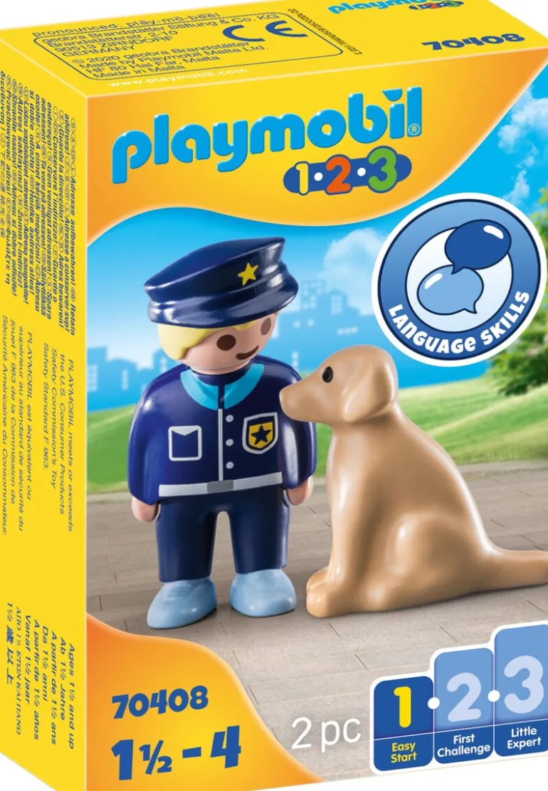 Playmobil 1.2.3 Policier Avec Chien - 70408