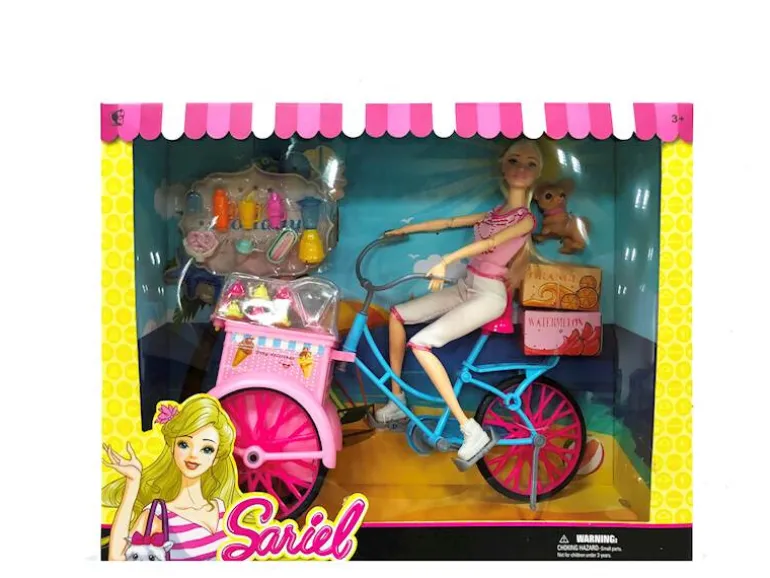 Poupée mannequin Lisa + bicyclette