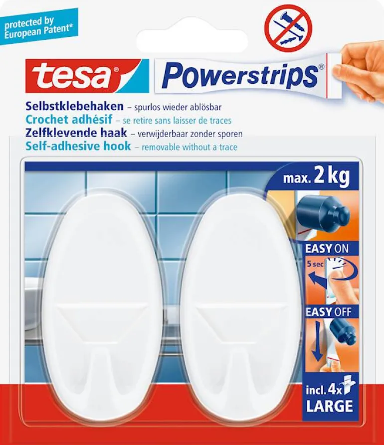 Powerstrips crochet Large 6,8 cm blanc (2 pcs)