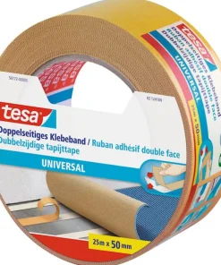 Ruban adhésif double face universel jaune 25 m x 50 mm