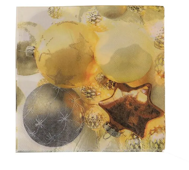 Serviettes Noel Or/Argen 33X33 cm 20 Pcs