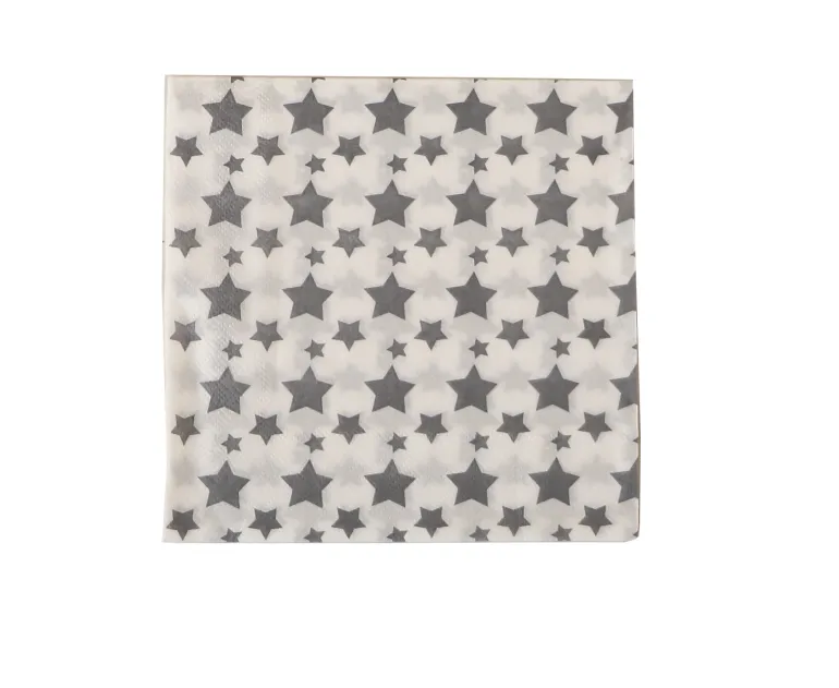 Serviettes Star Argent 33X33 cm 20 Pcs
