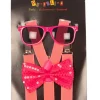 Set Fluo Fuchsia - Bretelles + Nœud Papillon + Lunettes