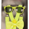 Set Fluo Jaune - Bretelles + Nœud Papillon + Lunettes