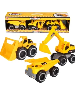 Set Véhicules de Chantier - 3 Pièces - Pelleteuse Benne Chargeuse