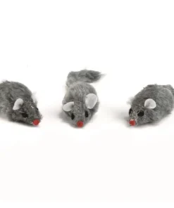 Souris en fourrure blanc 5 cm 3 pièces