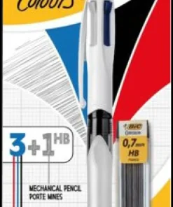 Stylo 3 couleurs avec 1 porte-mine rechargeable 0,7 mm