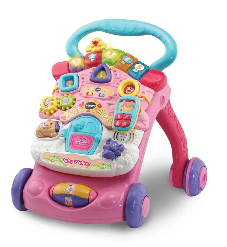 Super trotteur trotte-bébé rose 2en1