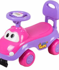 Voiture de promenade mauve-rose avec son