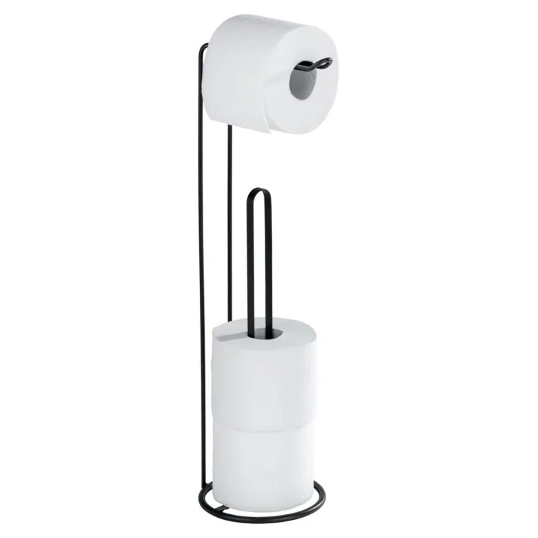 Wenko Lugano Porte-rouleau et réservoir de toilette 2en1 54 cm - noir