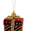 4x ornement noël cadeaux rouge