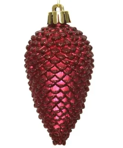 6X pomme Pin Paillettes Bordeaux 4,5x8 cm